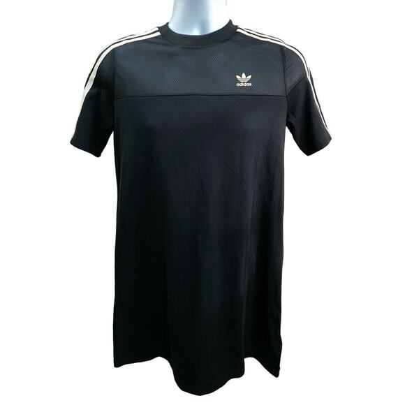 Adidas T-Shirt Dress Womens Small Black Three Stripes Tennis great for Korn - Picture 1 of 10